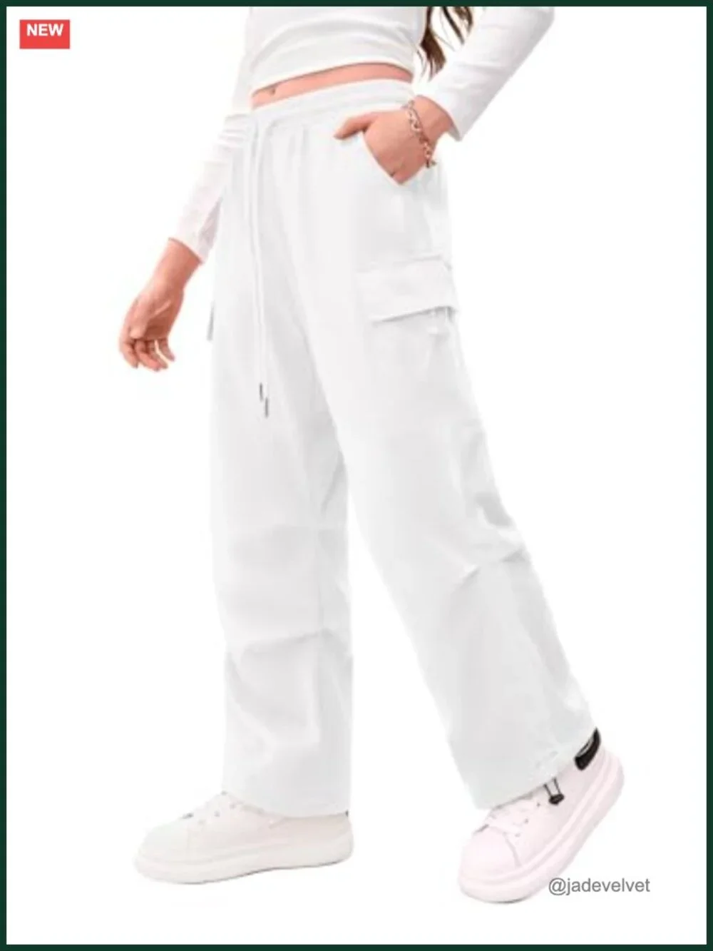 Girls Y2K Baggy Cargo Pants Adjustable Cuffs Parachute Joggers 5-14Y